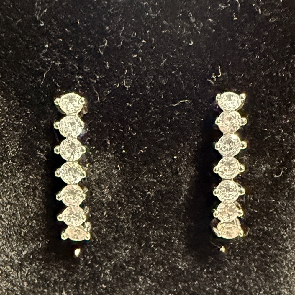 Pretty Bird Clear Stone White Gold Plated Crawler Earrings